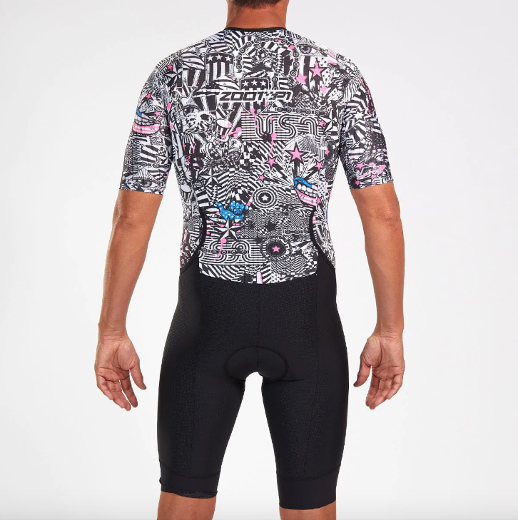 Mens Ultra Tri P1 Racesuit de Competencia Zoot American Rebel Hombre