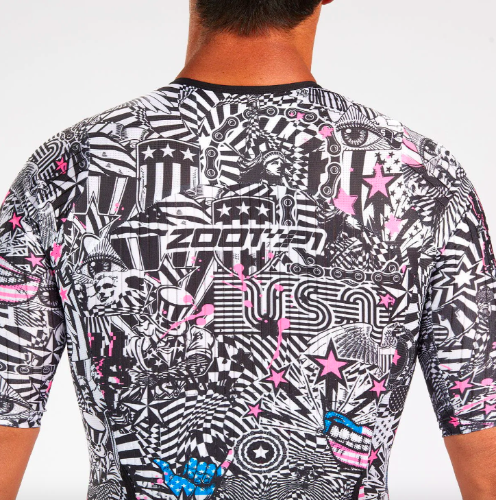 Mens Ultra Tri P1 Racesuit de Competencia Zoot American Rebel Hombre